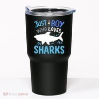 Shark Just A Boy Who Loves Sharks Gift Tumbler thumb 0