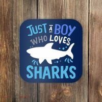 Shark Just A Boy Who Loves Sharks Gift Coaster thumb 0