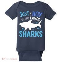 Shark Just A Boy Who Loves Sharks Gift Baby Bodysuit thumb 0