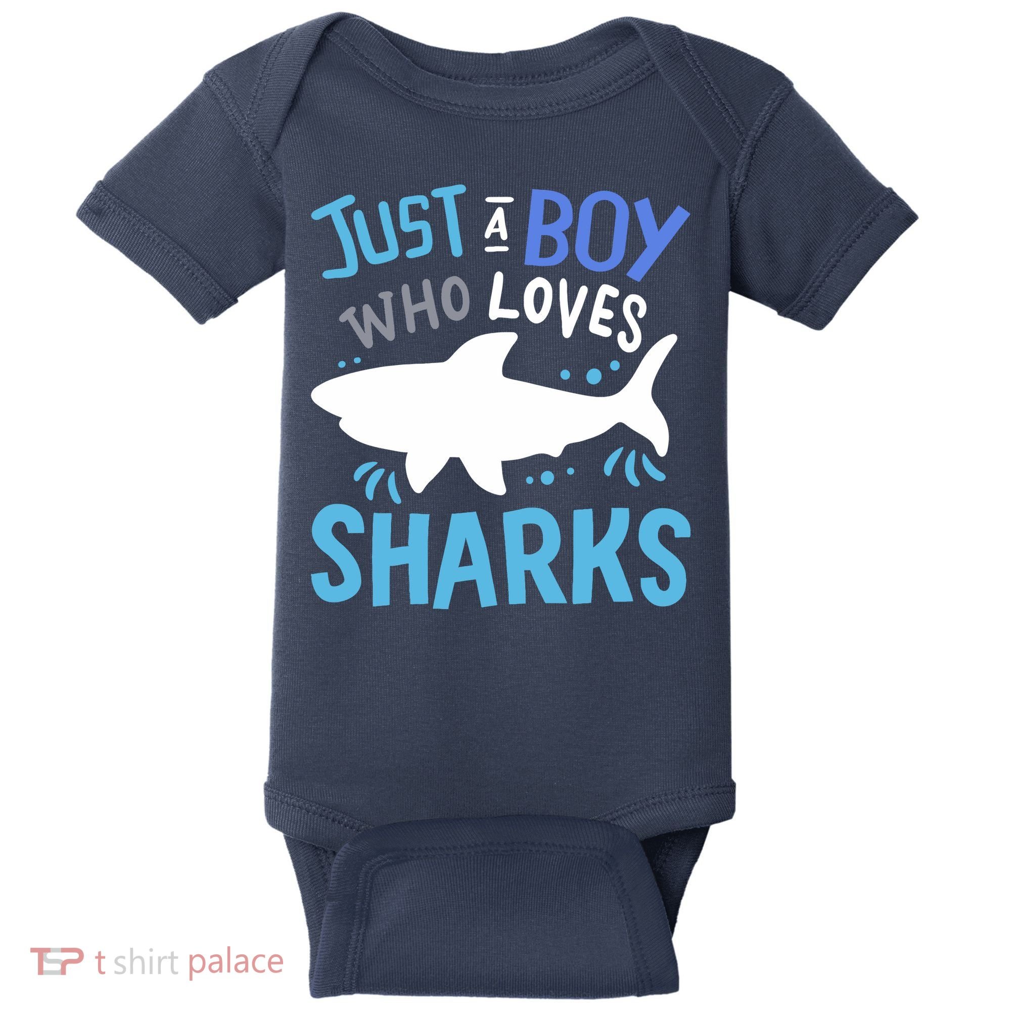 Shark Just A Boy Who Loves Sharks Gift Baby Bodysuit