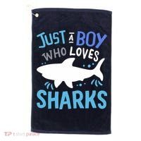 Shark Just A Boy Who Loves Sharks Gift Golf Towel thumb 0