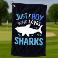 Shark Just A Boy Who Loves Sharks Gift Golf Towel thumb 1
