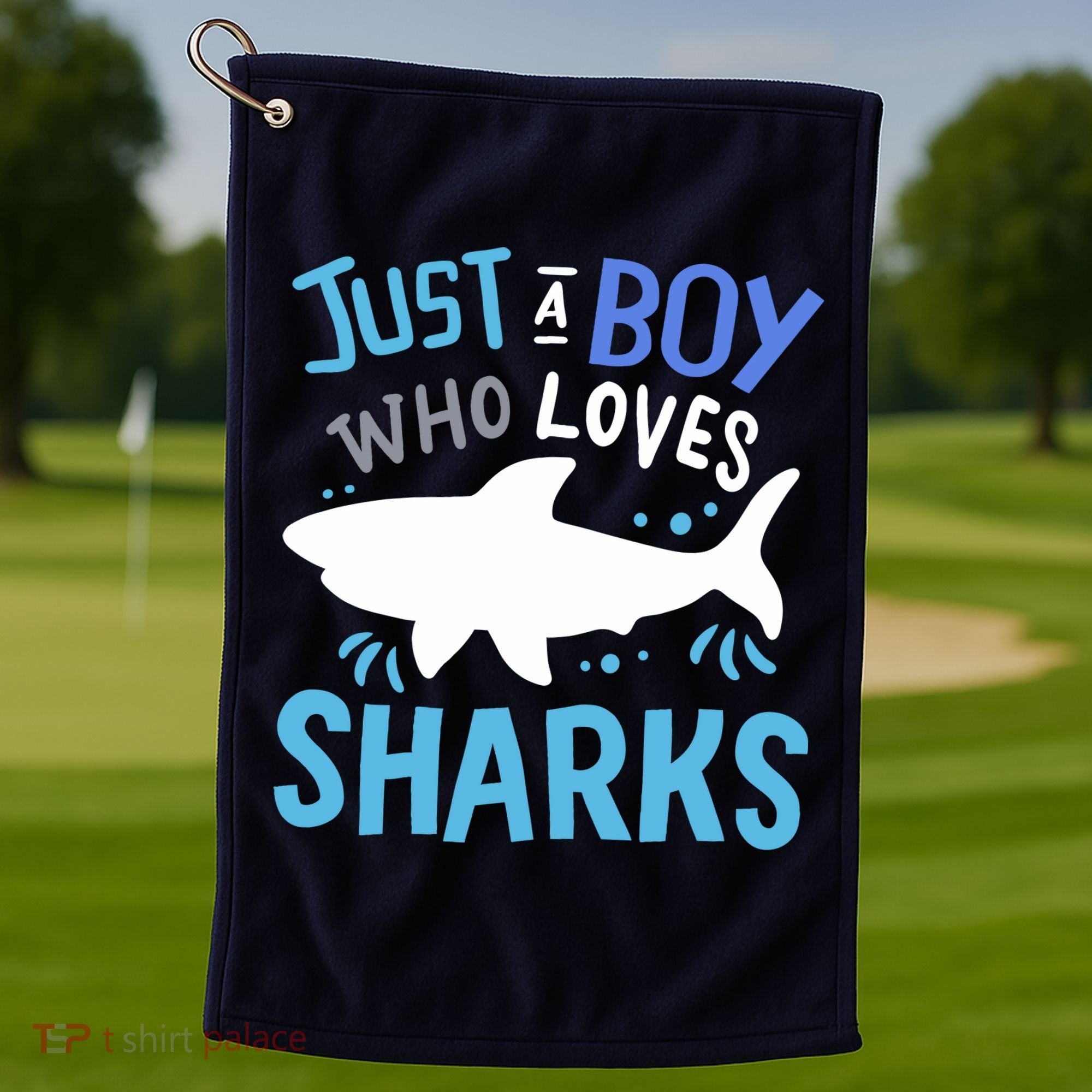 Shark Just A Boy Who Loves Sharks Gift Golf Towel