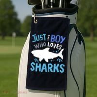 Shark Just A Boy Who Loves Sharks Gift Golf Towel thumb 2