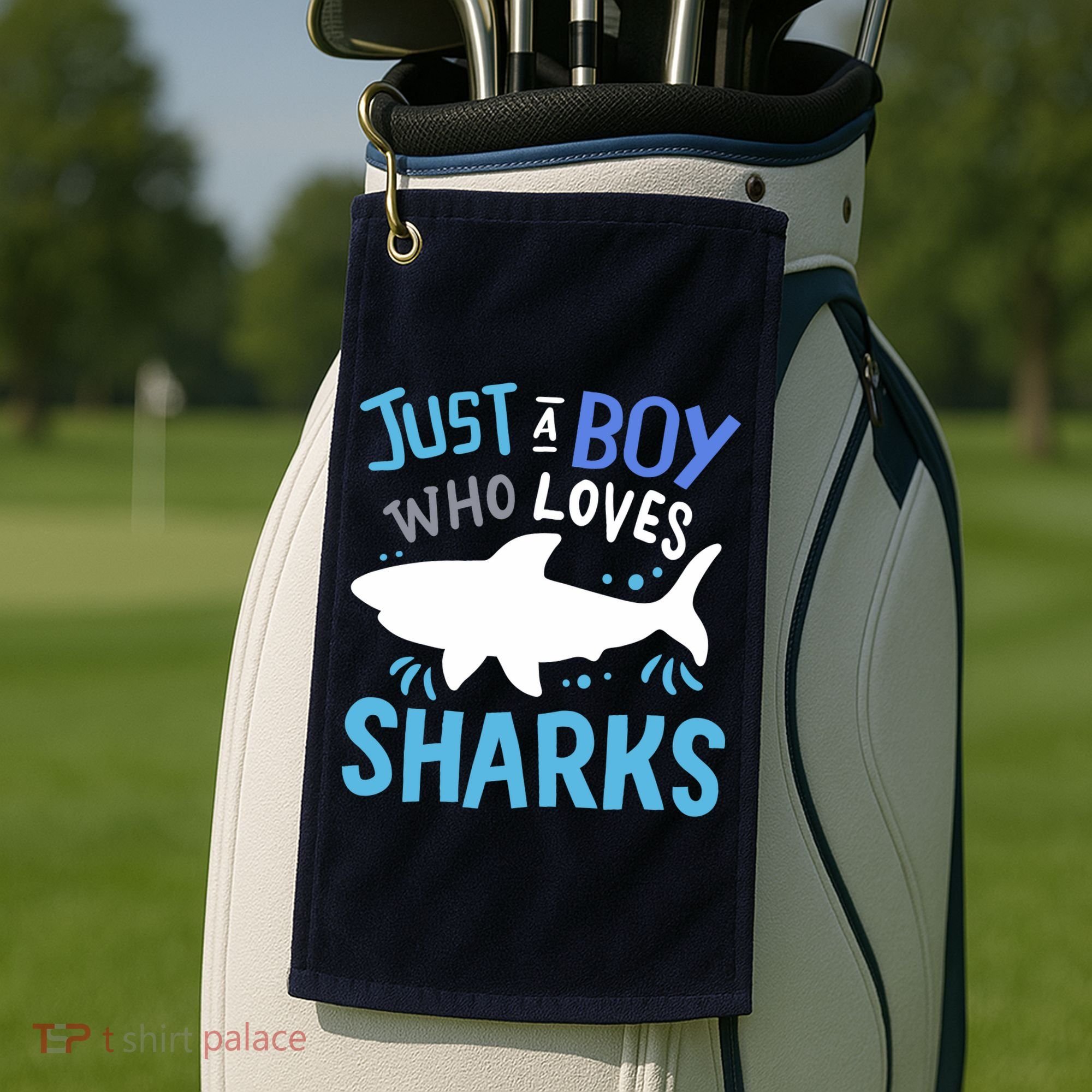 Shark Just A Boy Who Loves Sharks Gift Golf Towel