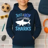 Shark Just A Boy Who Loves Sharks Gift Kids Hoodie thumb 2