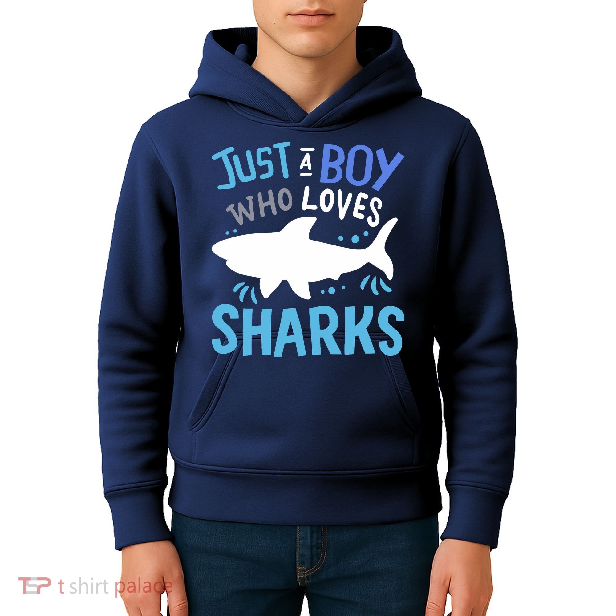 Shark Just A Boy Who Loves Sharks Gift Kids Hoodie