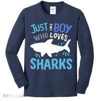 Shark Just A Boy Who Loves Sharks Gift Kids Long Sleeve Shirt thumb 0