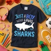 Shark Just A Boy Who Loves Sharks Gift Kids T-Shirt thumb 3