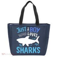 Shark Just A Boy Who Loves Sharks Gift Tote Bag thumb 0