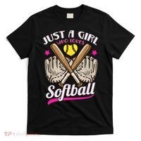 Softball Just A Girl Who Loves Softball Softball Player TShirt T-Shirt thumb 0