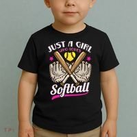 Softball Just A Girl Who Loves Softball Softball Player TShirt Toddler T-Shirt thumb 2