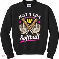 Softball Just A Girl Who Loves Softball Softball Player TShirt Kids Sweatshirt thumb 0