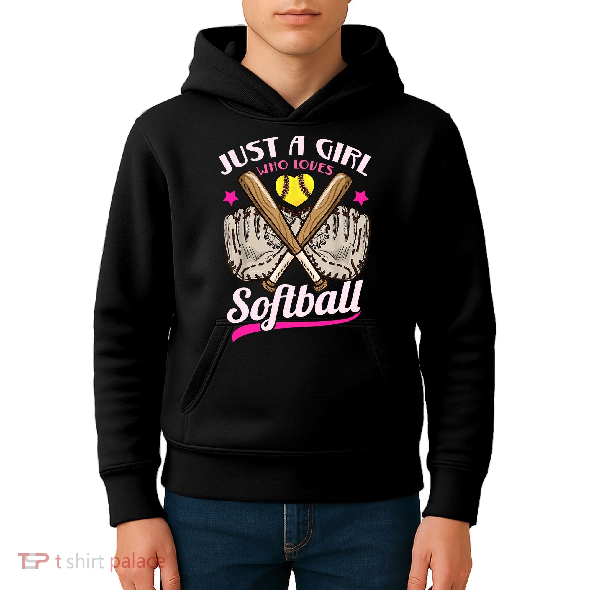 Softball Just A Girl Who Loves Softball Softball Player TShirt Kids Hoodie