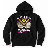 Softball Just A Girl Who Loves Softball Softball Player Hoodie thumb 0