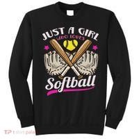 Softball Just A Girl Who Loves Softball Softball Player Sweatshirt thumb 0
