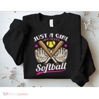 Softball Just A Girl Who Loves Softball Softball Player Sweatshirt thumb 2