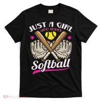 Softball Just A Girl Who Loves Softball Softball Player T-Shirt thumb 0