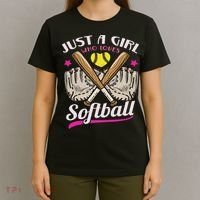Softball Just A Girl Who Loves Softball Softball Player T-Shirt thumb 4