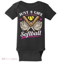 Softball Just A Girl Who Loves Softball Softball Player Baby Bodysuit thumb 0