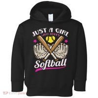 Softball Just A Girl Who Loves Softball Softball Player Toddler Hoodie thumb 0