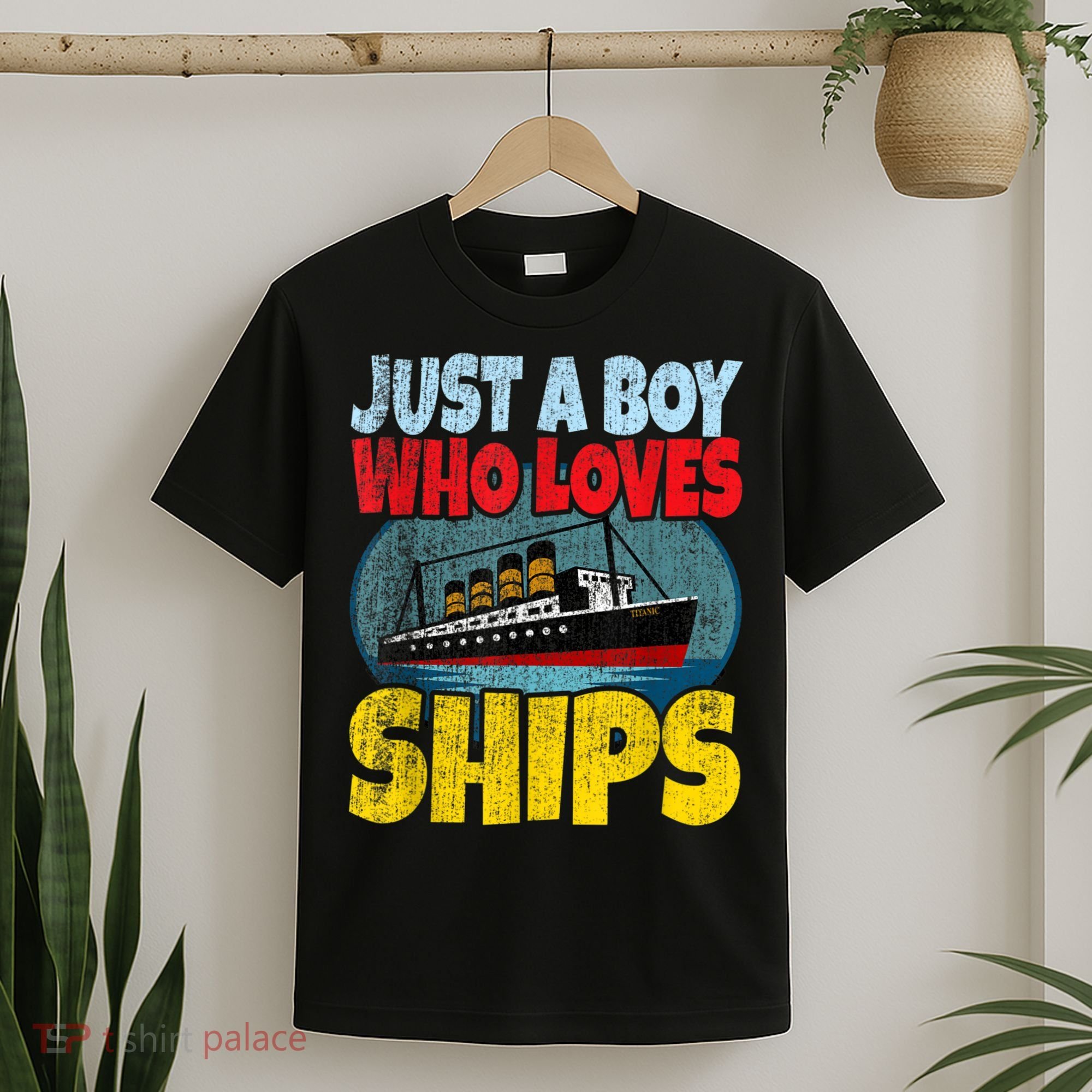 Ship Just A Boy Who Loves Ships Boat Titanic Boys Toddler T-Shirt