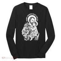 St Joseph and Jesus Pray for Us Catholic Saints Long Sleeve Shirt thumb 0