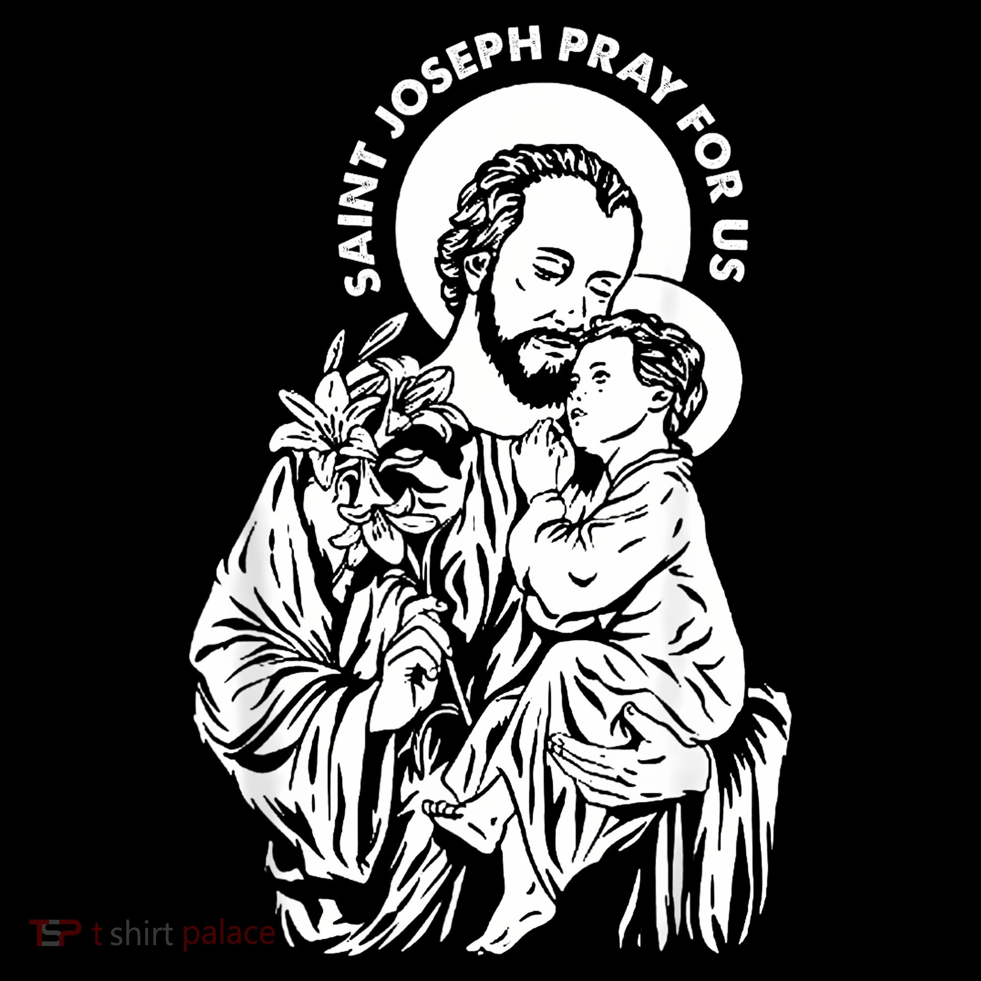 St Joseph and Jesus Pray for Us Catholic Saints Women's Hoodie