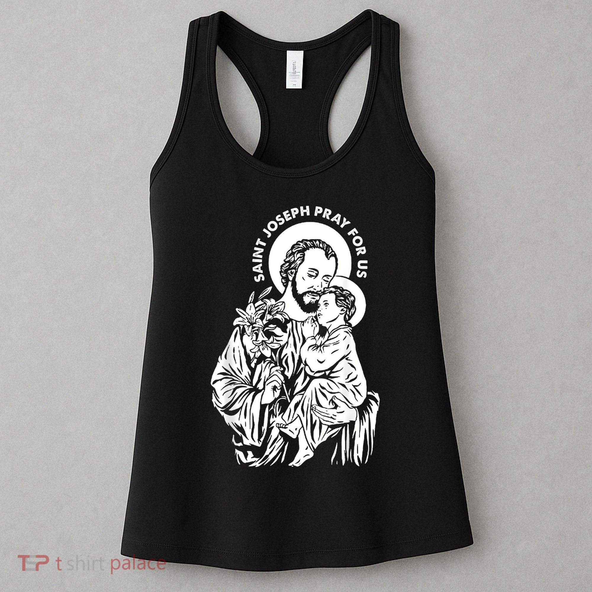 St Joseph and Jesus Pray for Us Catholic Saints Women's Tank Top