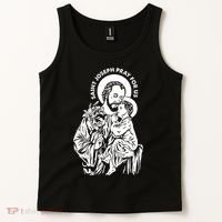 St Joseph and Jesus Pray for Us Catholic Saints Tank Top thumb 2