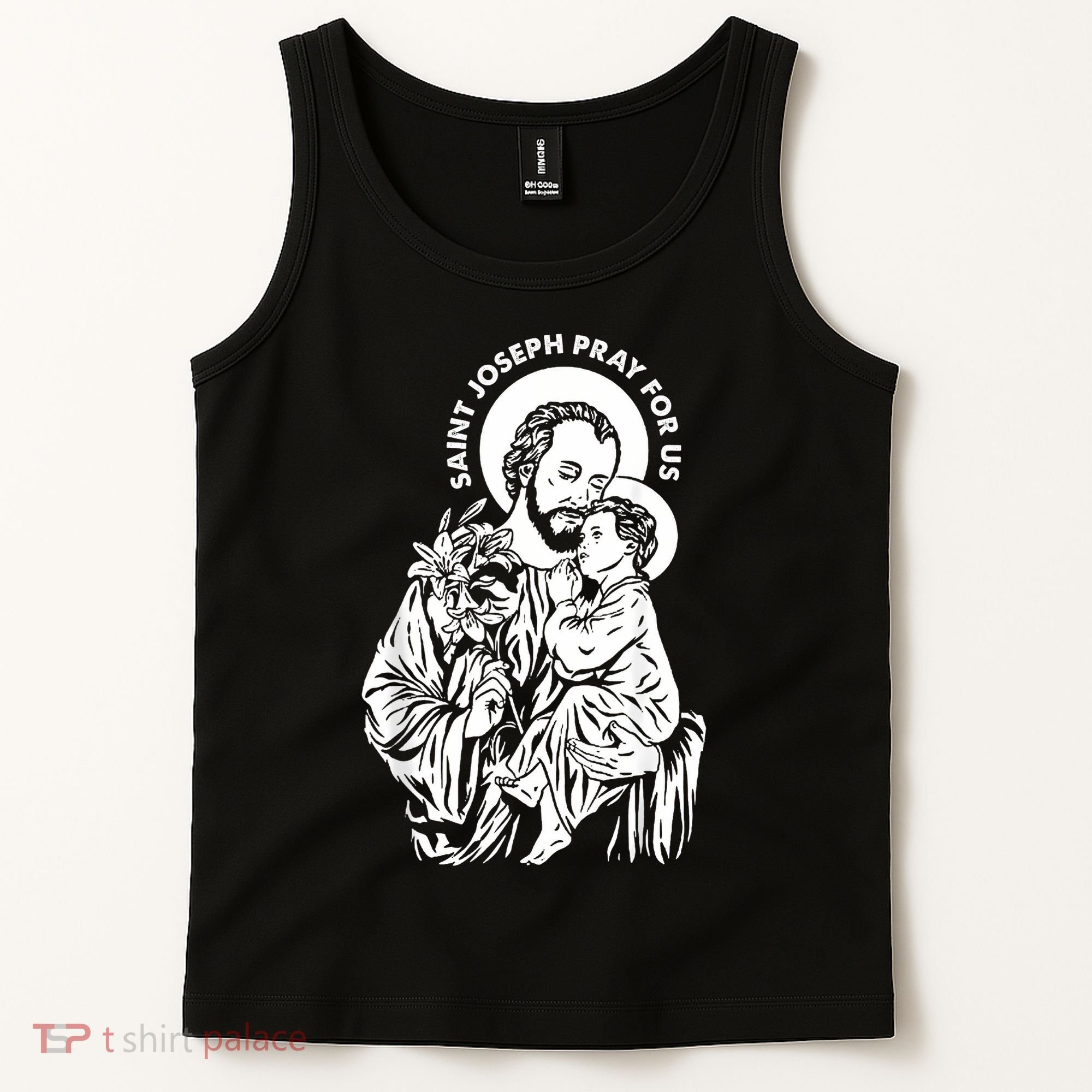 St Joseph and Jesus Pray for Us Catholic Saints Tank Top