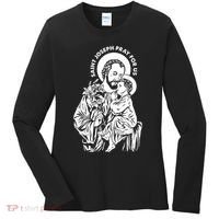 St Joseph and Jesus Pray for Us Catholic Saints Women's Long Sleeve Shirt thumb 0