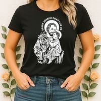 St Joseph and Jesus Pray for Us Catholic Saints Women's T-Shirt thumb 2