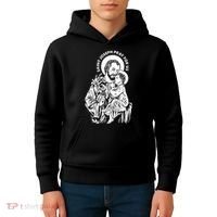 St Joseph and Jesus Pray for Us Catholic Saints Kids Hoodie thumb 4