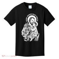 St Joseph and Jesus Pray for Us Catholic Saints Kids T-Shirt thumb 0