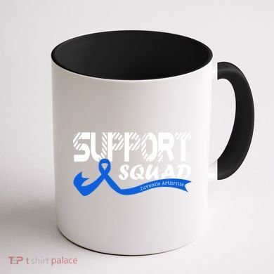 Support Juvenile Arthritis Awareness Squad Ribbon Blue Funny Gift Coffee Mug back