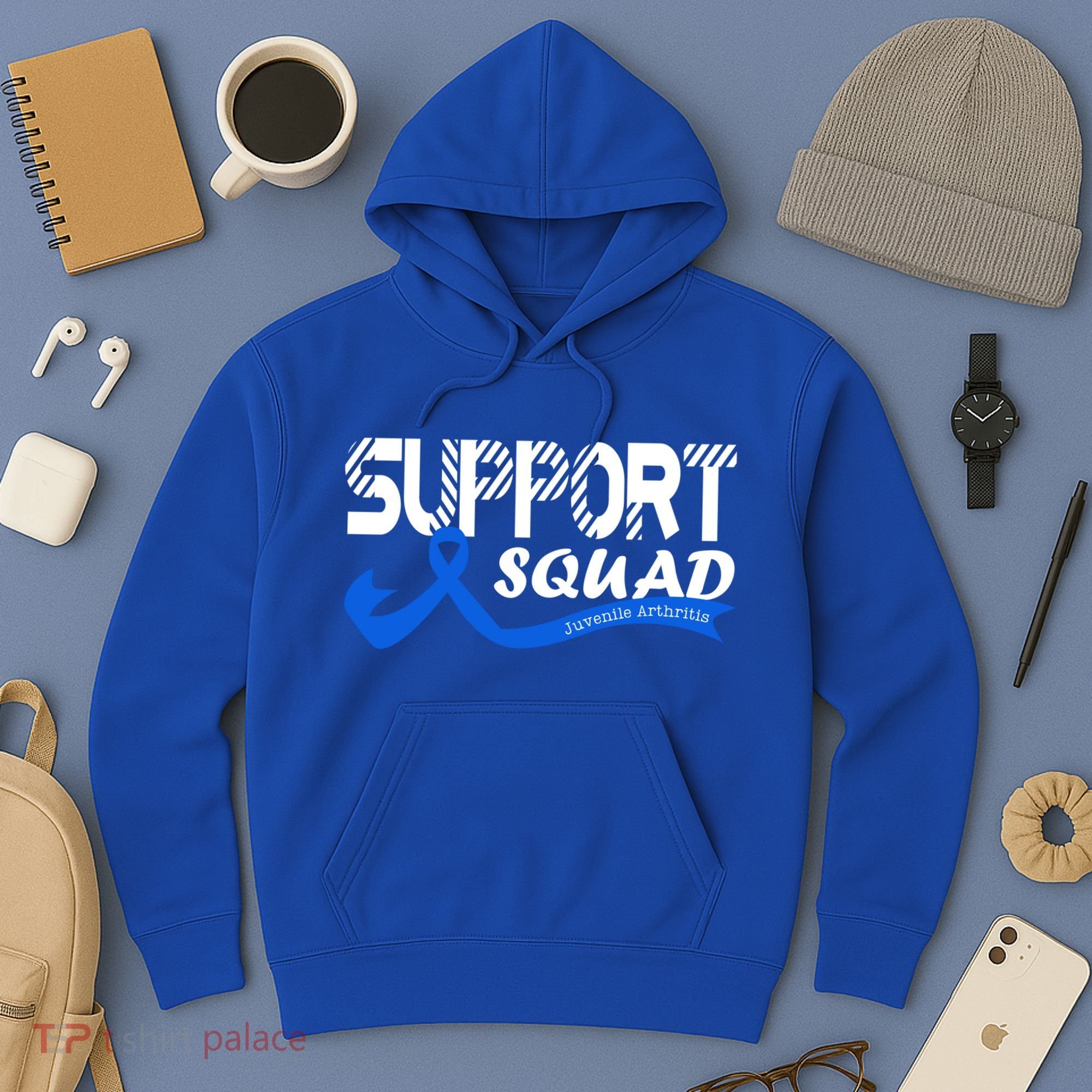 Support Juvenile Arthritis Awareness Squad Ribbon Blue Funny Gift Hoodie