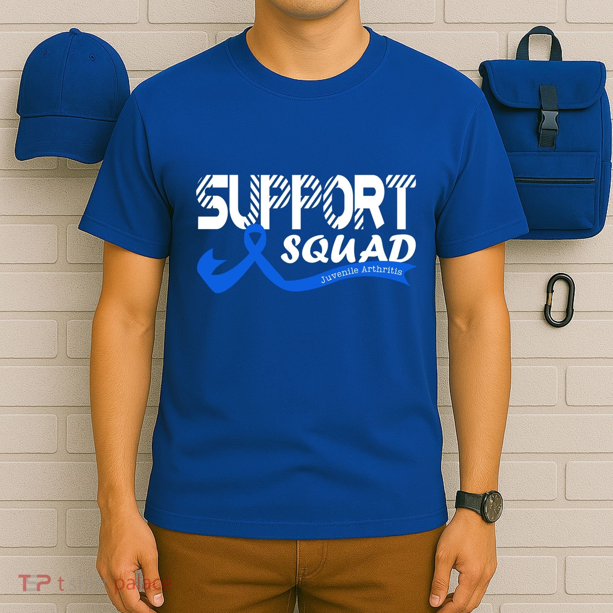 Support Juvenile Arthritis Awareness Squad Ribbon Blue Funny Gift T-Shirt