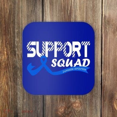 Support Juvenile Arthritis Awareness Squad Ribbon Blue Funny Gift Coaster
