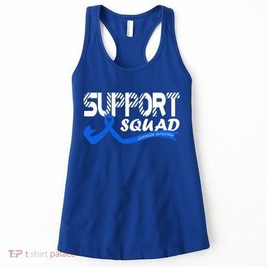 Support Juvenile Arthritis Awareness Squad Ribbon Blue Funny Gift Women's Tank Top
