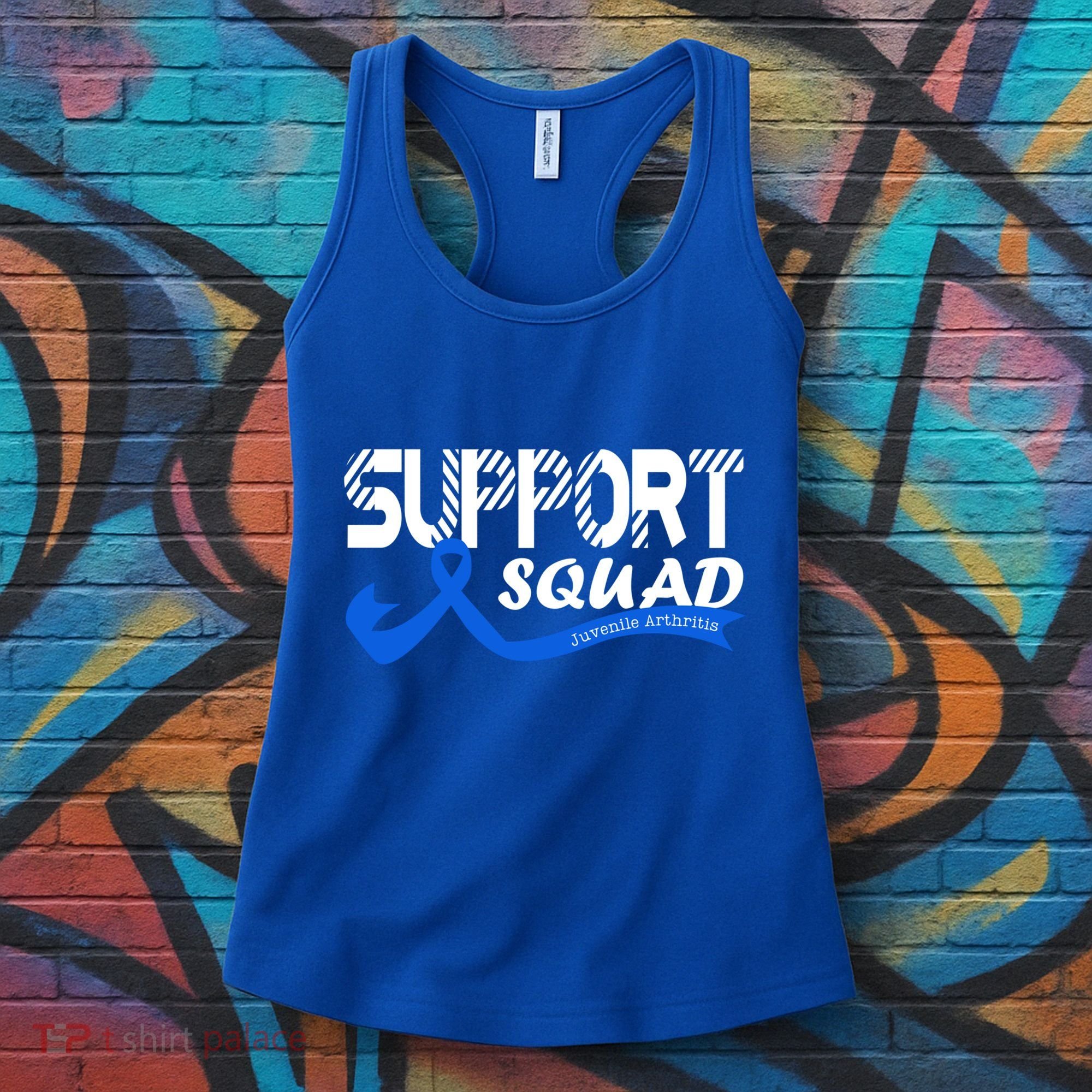 Support Juvenile Arthritis Awareness Squad Ribbon Blue Funny Gift Women's Tank Top