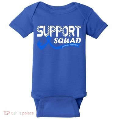 Support Juvenile Arthritis Awareness Squad Ribbon Blue Funny Gift Baby Bodysuit