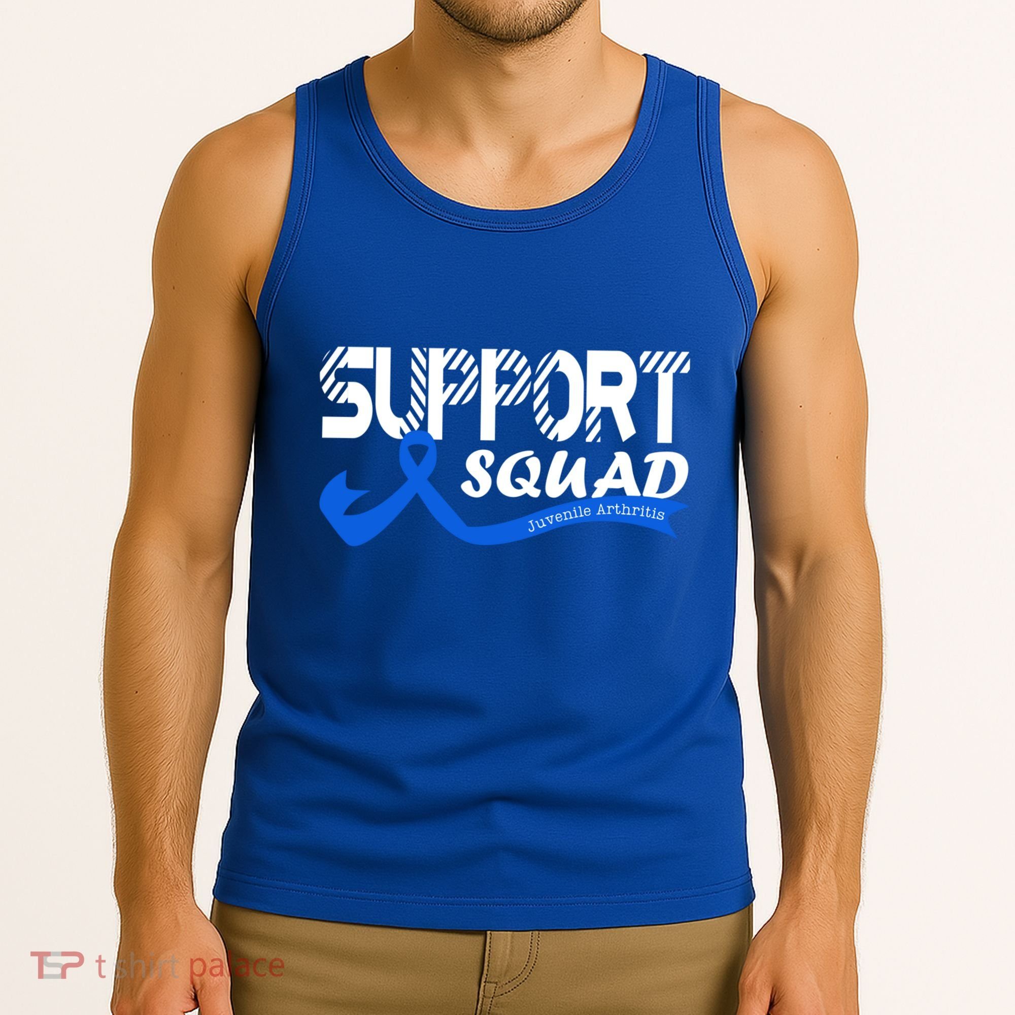 Support Juvenile Arthritis Awareness Squad Ribbon Blue Funny Gift Tank Top