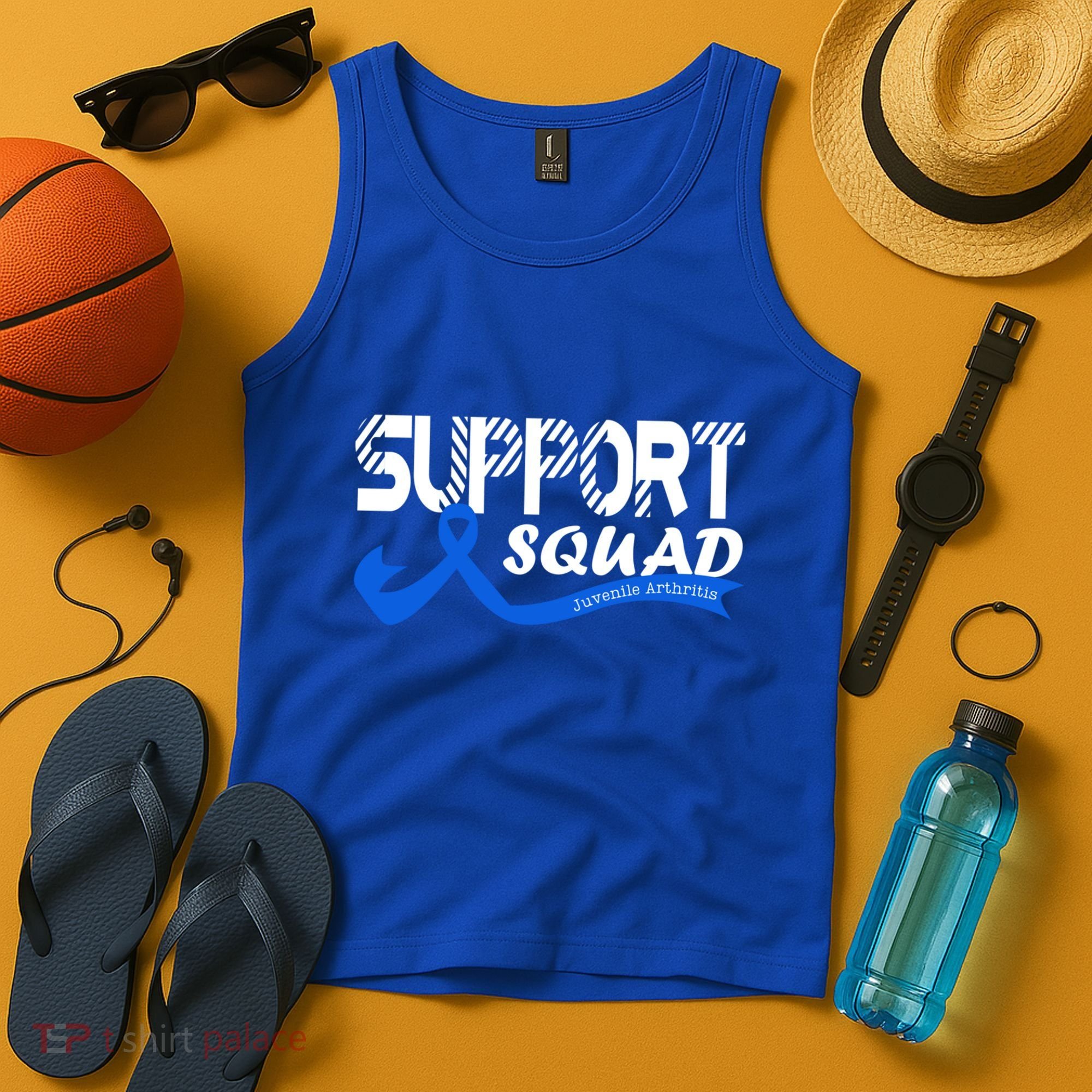 Support Juvenile Arthritis Awareness Squad Ribbon Blue Funny Gift Tank Top