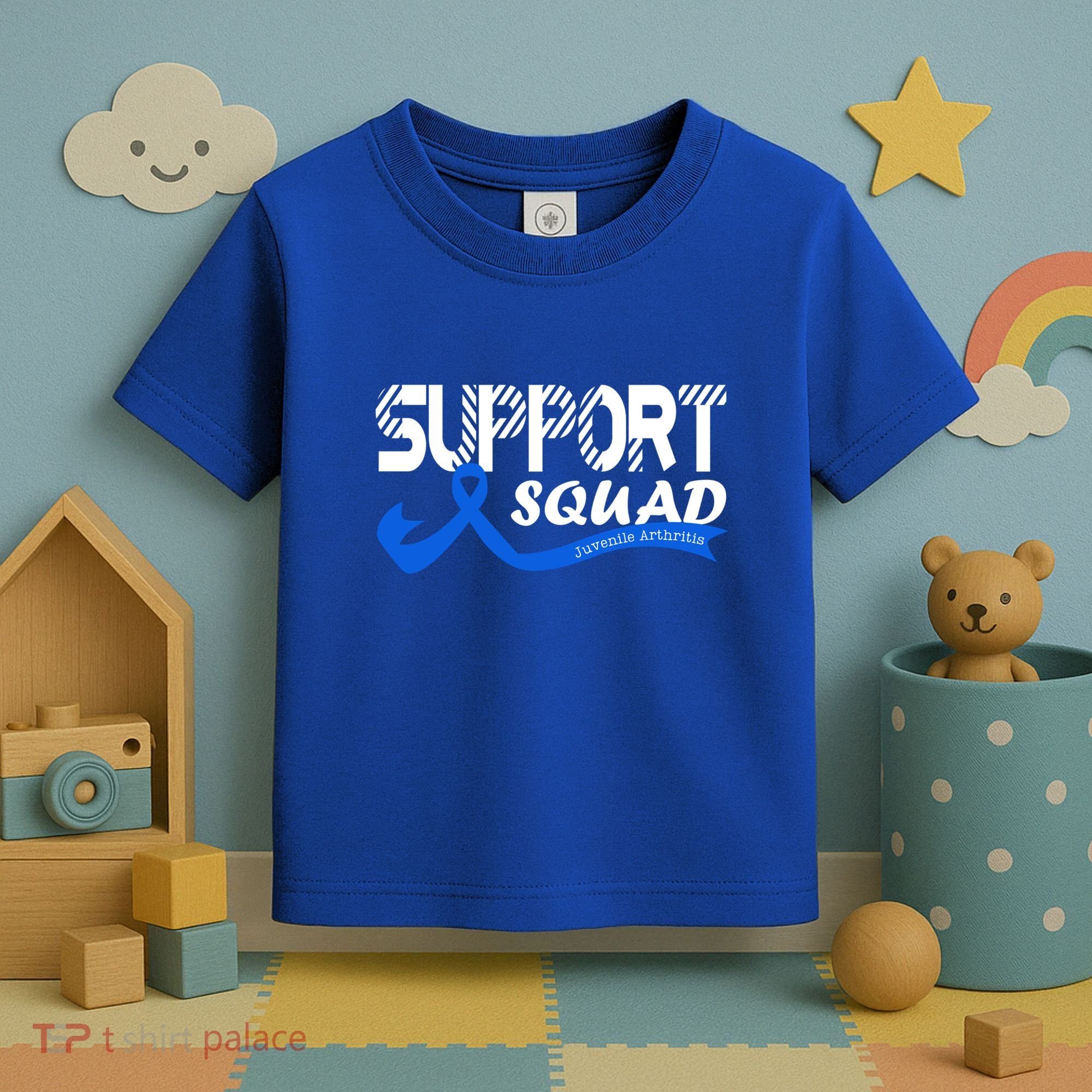 Support Juvenile Arthritis Awareness Squad Ribbon Blue Funny Gift Toddler T-Shirt