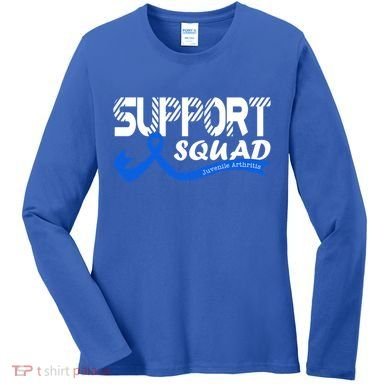 Support Juvenile Arthritis Awareness Squad Ribbon Blue Funny Gift Women's Long Sleeve Shirt