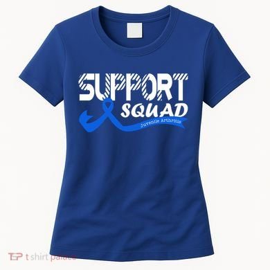 Support Juvenile Arthritis Awareness Squad Ribbon Blue Funny Gift Women's T-Shirt