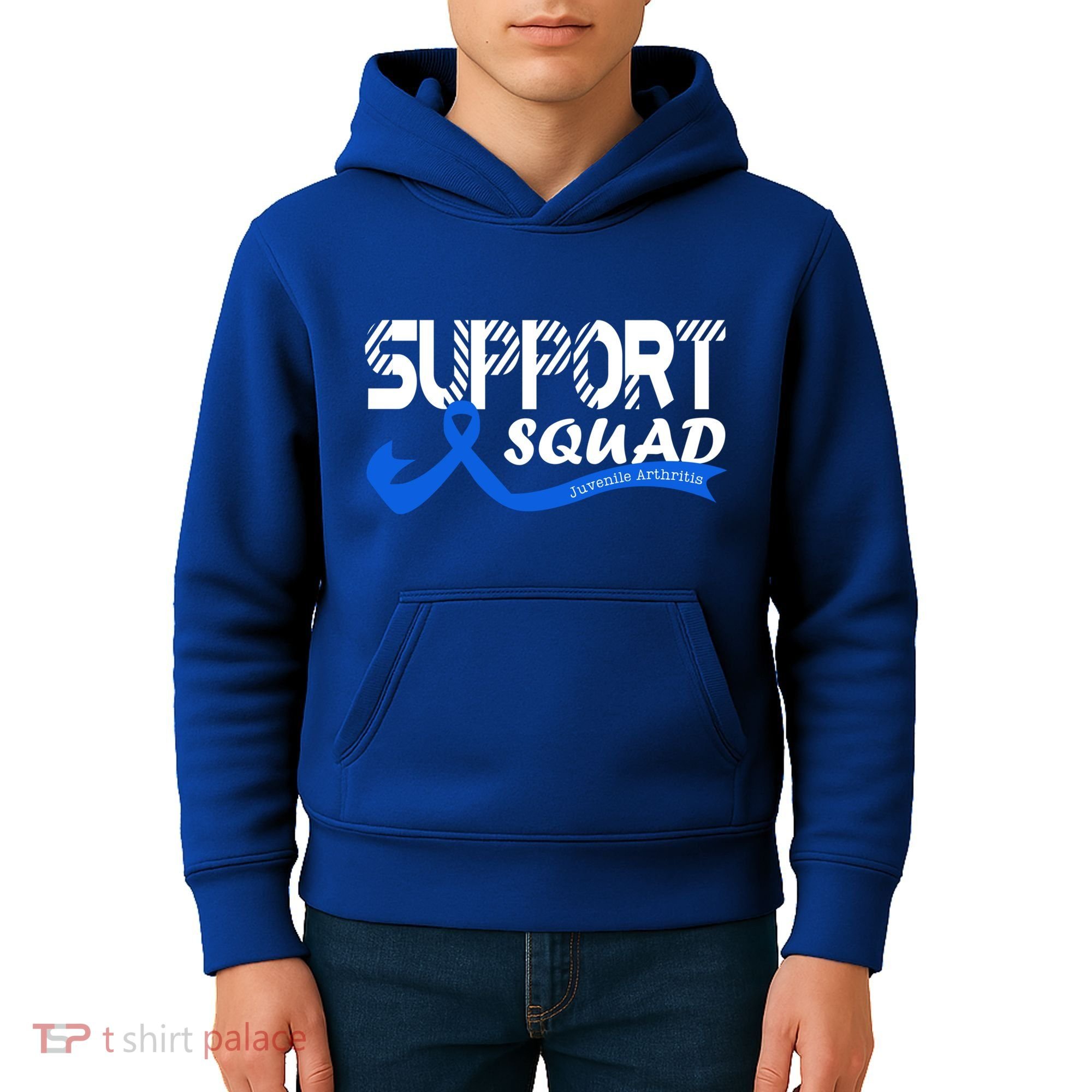Support Juvenile Arthritis Awareness Squad Ribbon Blue Funny Gift Kids Hoodie