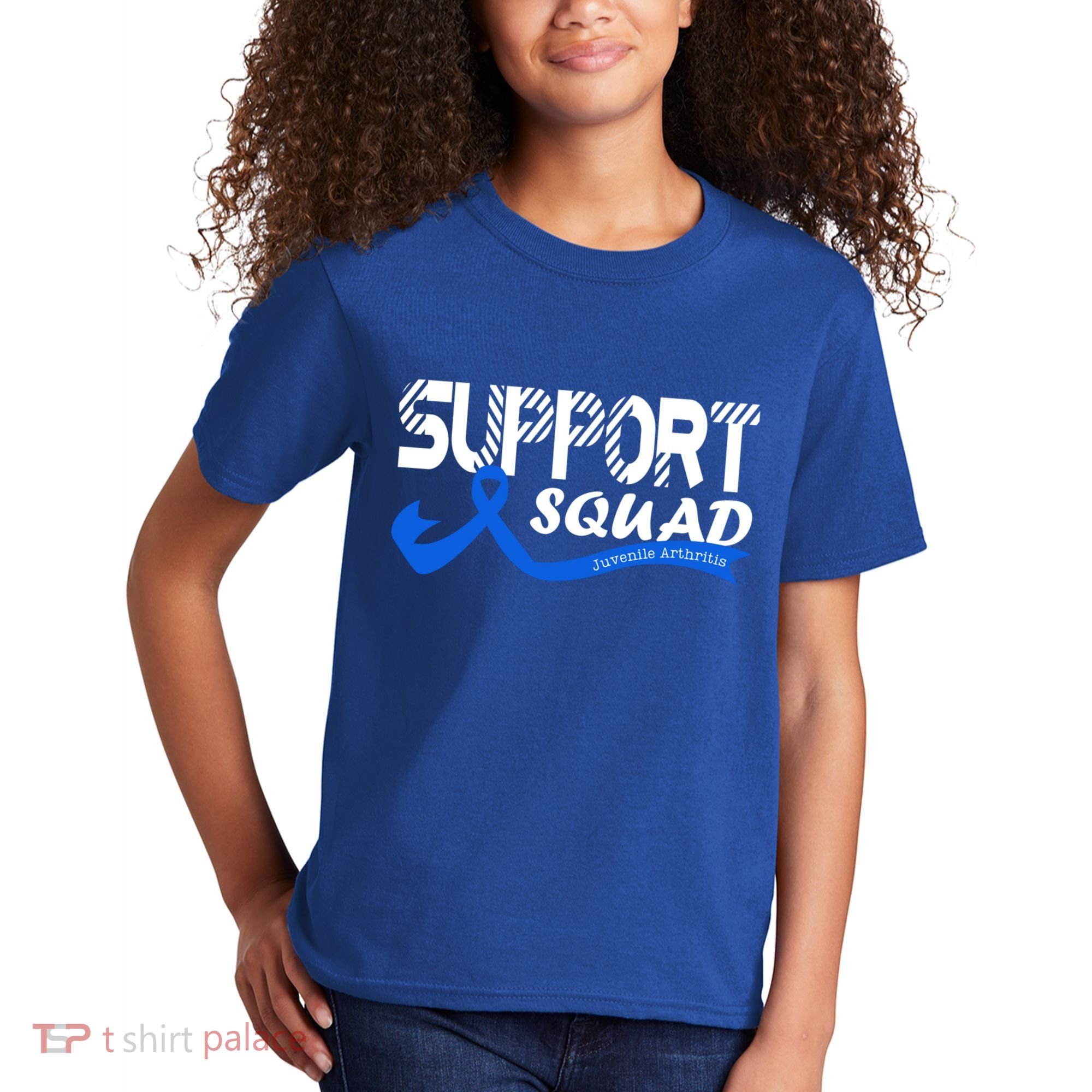 Support Juvenile Arthritis Awareness Squad Ribbon Blue Funny Gift Kids T-Shirt