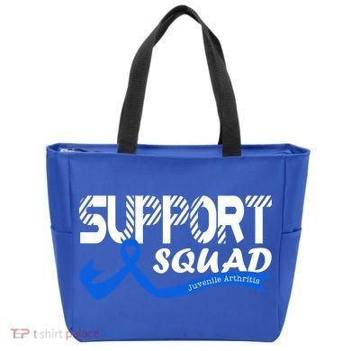 Support Juvenile Arthritis Awareness Squad Ribbon Blue Funny Gift Tote Bag